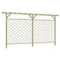 Valla de jardín celosía con pérgola superior madera