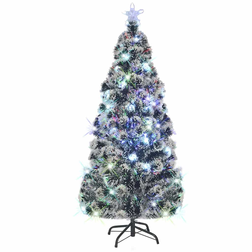 Árbol de Navidad preiluminado con soporte y LED fibra óptica 210 cm