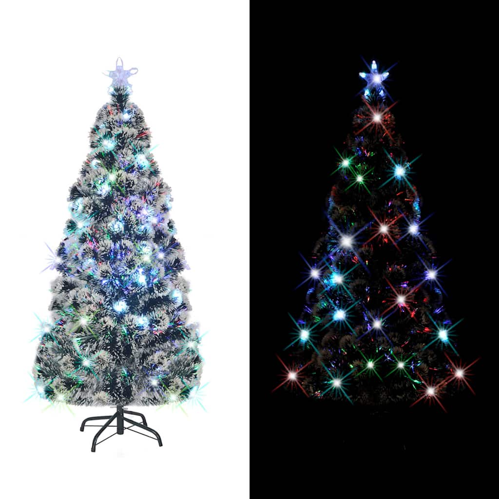 Árbol de Navidad preiluminado con soporte y LED fibra óptica 210 cm