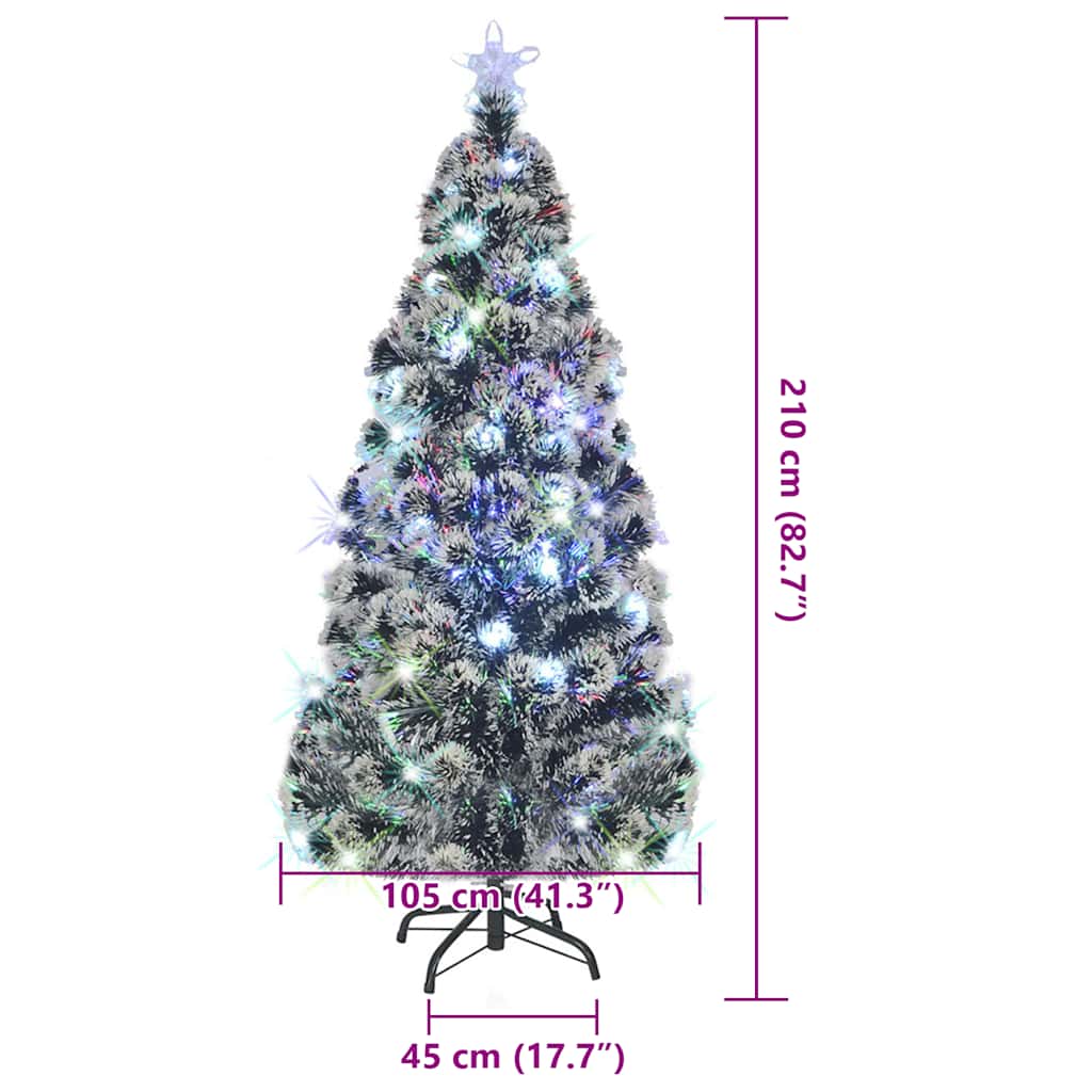 Árbol de Navidad preiluminado con soporte y LED fibra óptica 210 cm