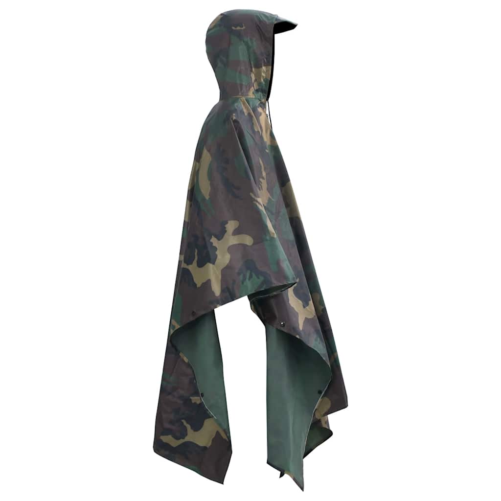 Poncho impermeable lluvia ejército para acampar/senderismo camuflaje