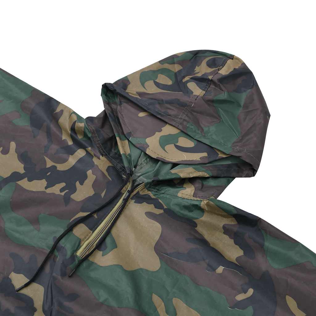 Poncho impermeable lluvia ejército para acampar/senderismo camuflaje