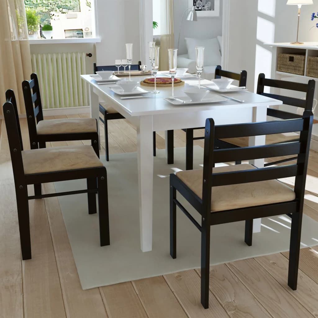 Dining chairs 6 units solid rubberwood white