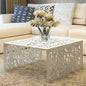 Silver aluminum openwork geometric design coffee table