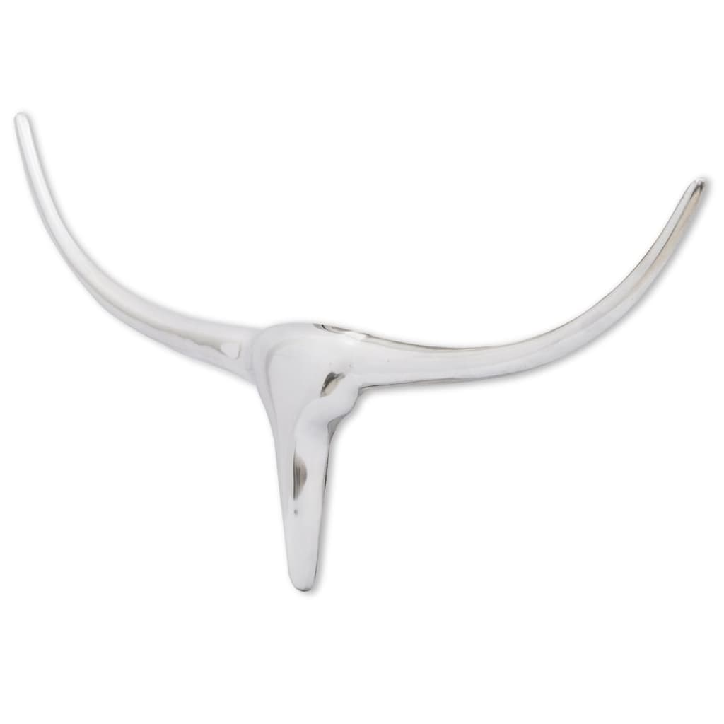 Cabeza de toro de aluminio decorativa para pared 75 cm plateada