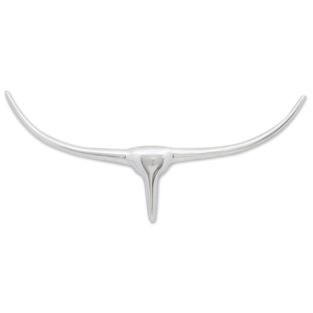 Cabeza de toro de aluminio decorativa para pared 75 cm plateada