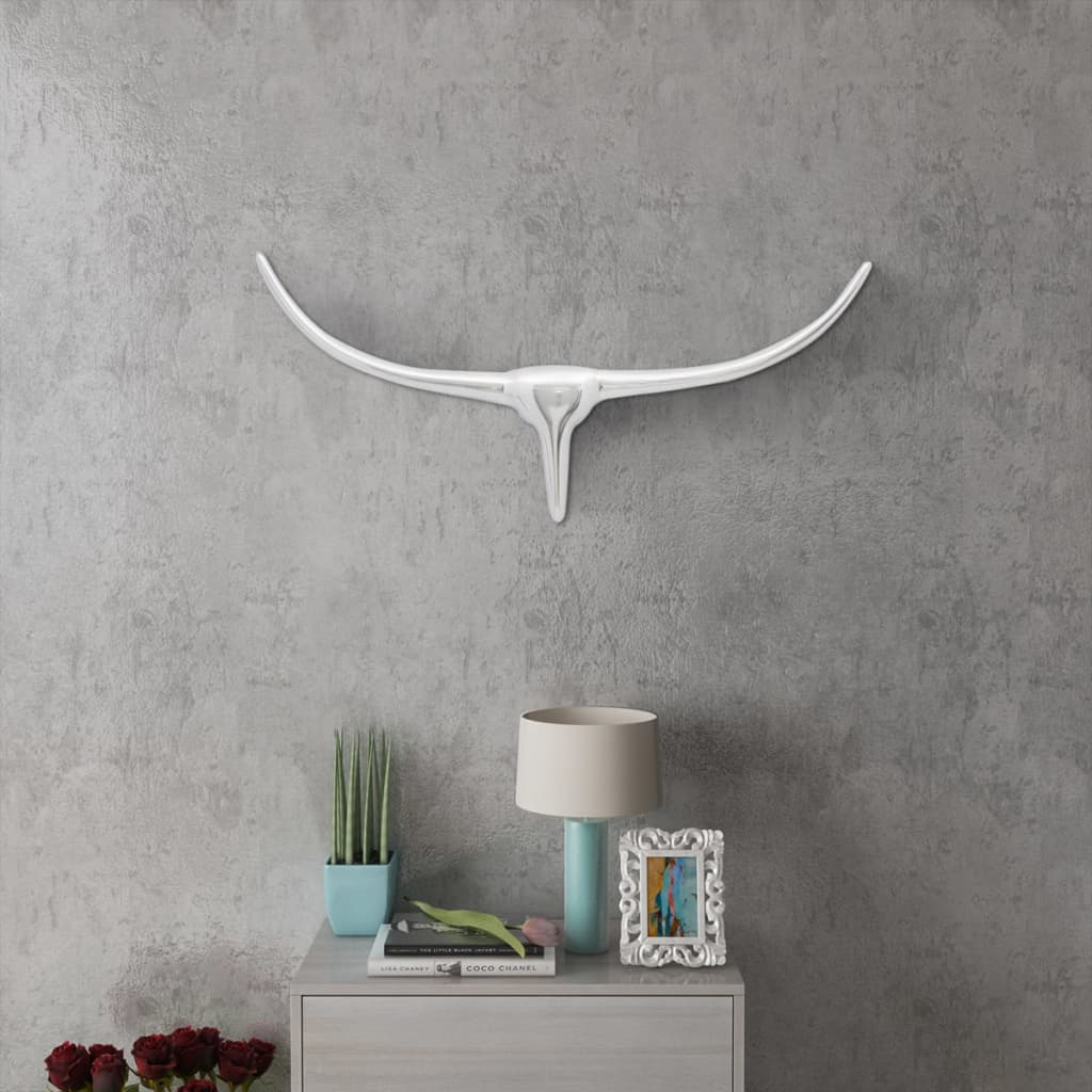 Decorative Aluminum Bull Head Wall Decor 75 cm Silver
