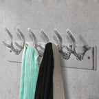 Colgador de aluminio con ganchos para ropa, abrigos (Plateado)