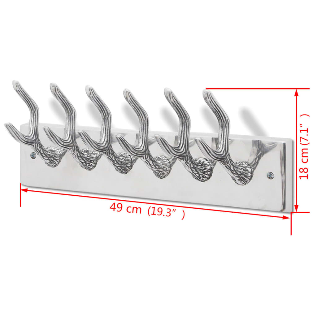 Colgador de aluminio con ganchos para ropa, abrigos (Plateado)