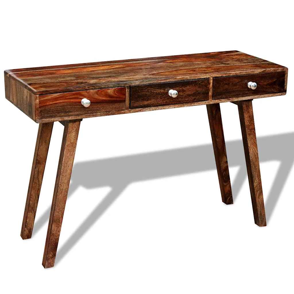 Mesa consola con 3 cajones madera maciza acacia 76 cm