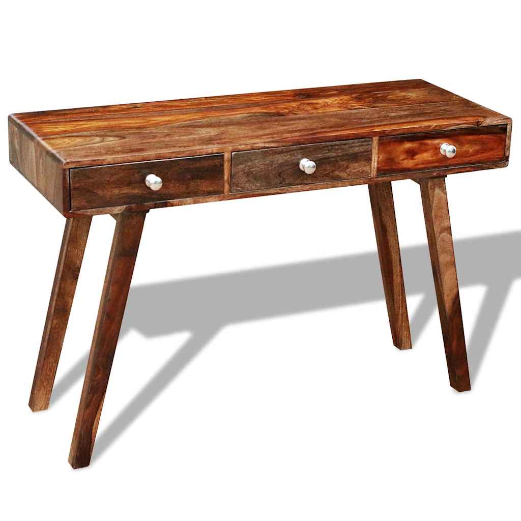 Mesa consola con 3 cajones madera maciza acacia 76 cm