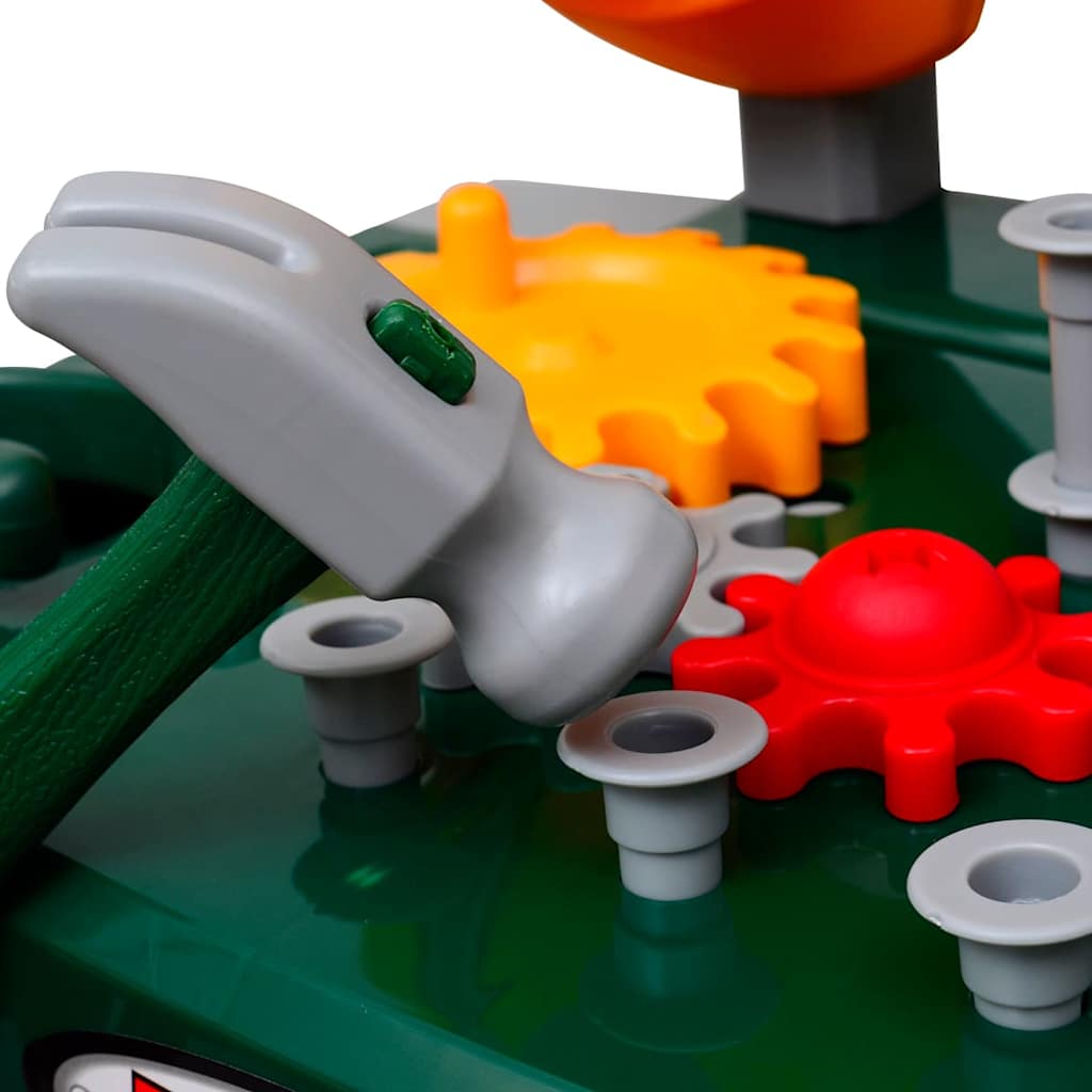 Mesa de trabajo de juguete para niños con herramientas (Verde + Gris)
