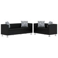 Conjunto de sofás de 2 y 3 plazas de cuero artificial negro