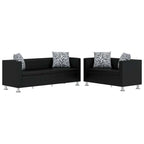 Conjunto de sofás de 2 y 3 plazas de cuero artificial negro