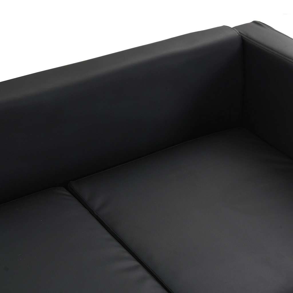 Conjunto de sofás de 2 y 3 plazas de cuero artificial negro