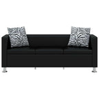 Conjunto de sofás de 2 y 3 plazas de cuero artificial negro
