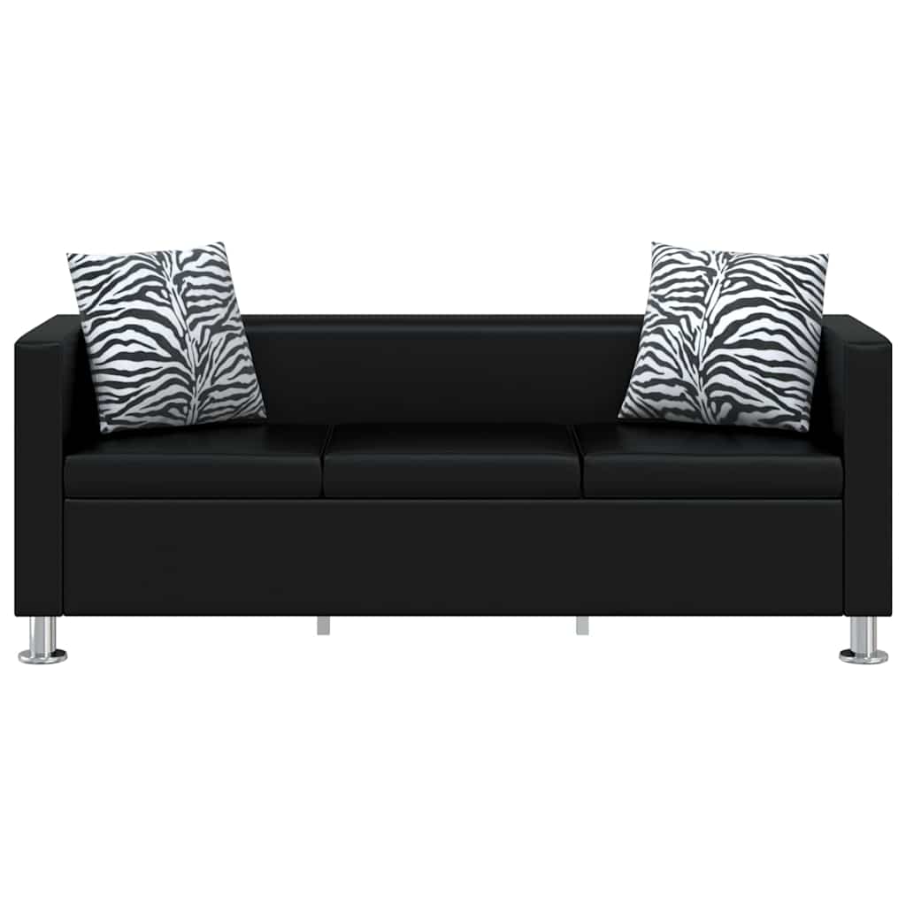 Conjunto de sofás de 2 y 3 plazas de cuero artificial negro