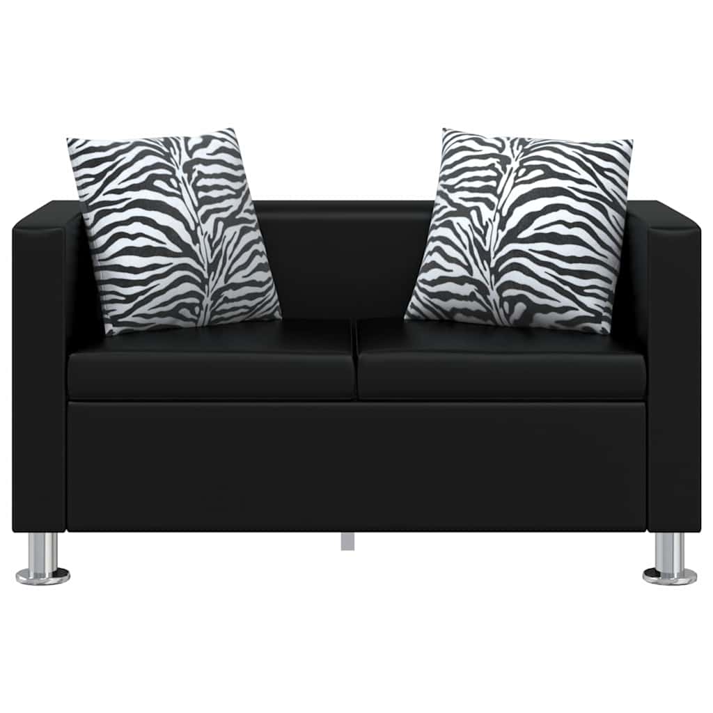 Conjunto de sofás de 2 y 3 plazas de cuero artificial negro