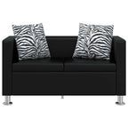 Conjunto de sofás de 2 y 3 plazas de cuero artificial negro