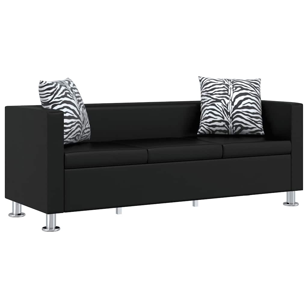 Conjunto de sofás de 2 y 3 plazas de cuero artificial negro