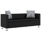 Conjunto de sofás de 2 y 3 plazas de cuero artificial negro