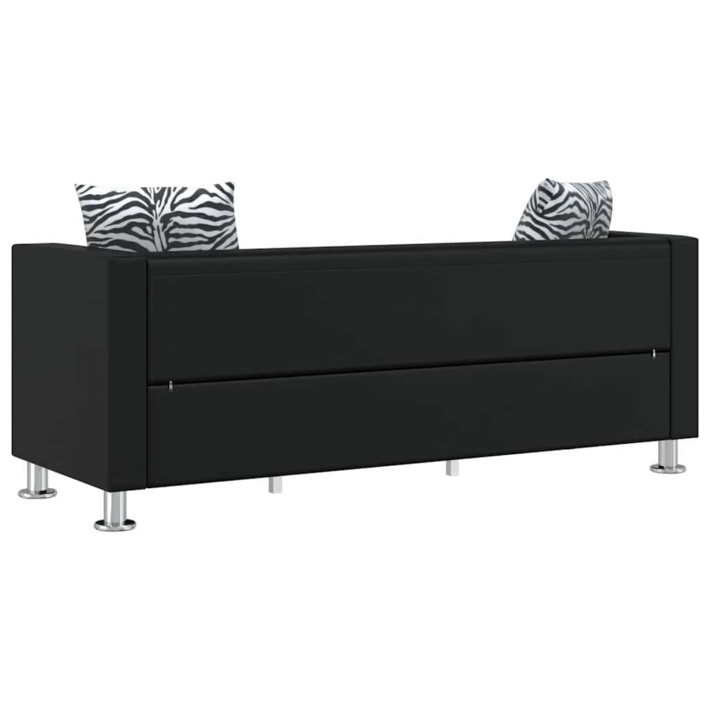 Conjunto de sofás de 2 y 3 plazas de cuero artificial negro