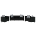 Conjunto de sofás de 2 y 3 plazas y sillón de cuero artificial negro