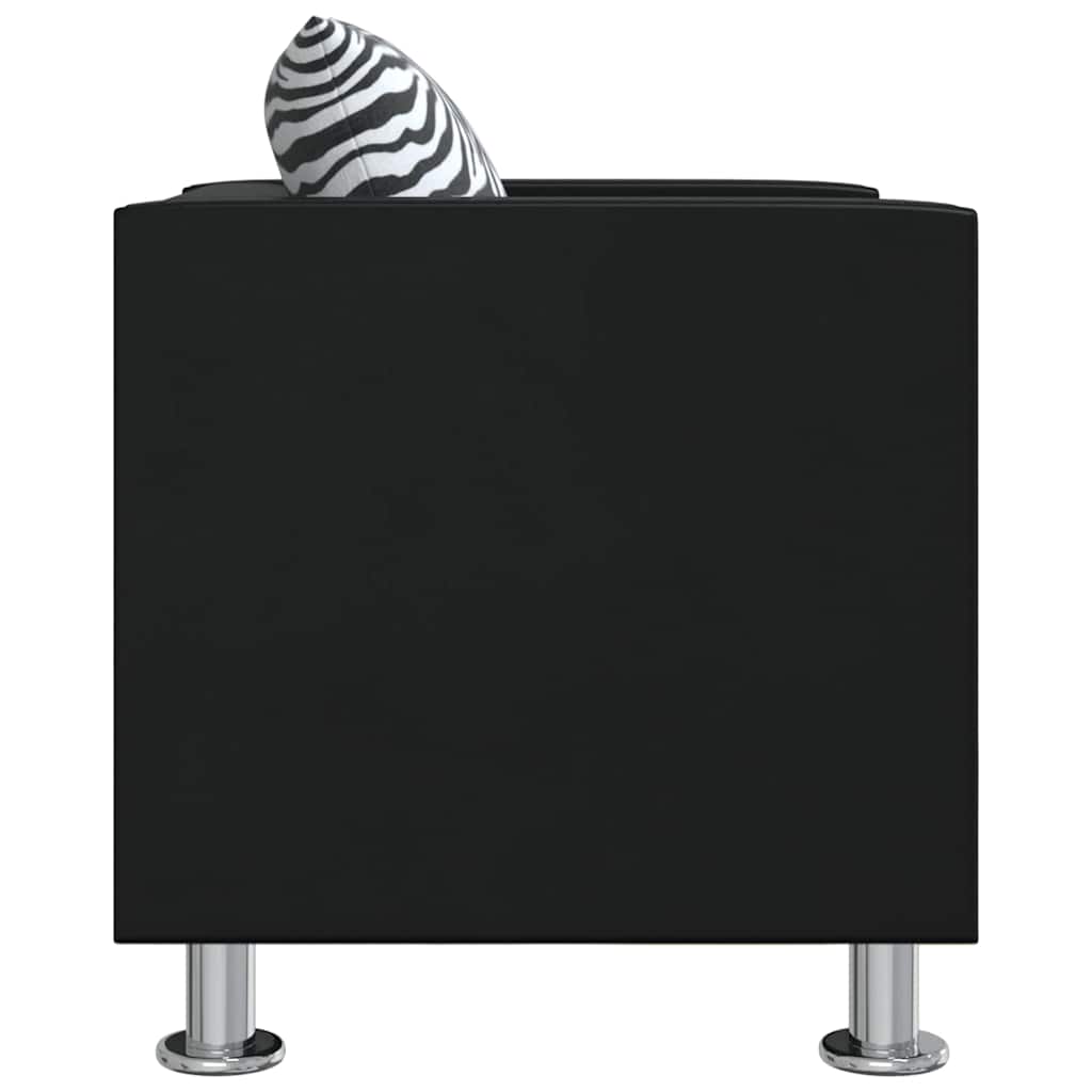 Conjunto de sofás de 2 y 3 plazas y sillón de cuero artificial negro