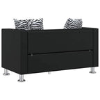 Conjunto de sofás de 2 y 3 plazas y sillón de cuero artificial negro