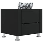 Conjunto de sofás de 2 y 3 plazas y sillón de cuero artificial negro