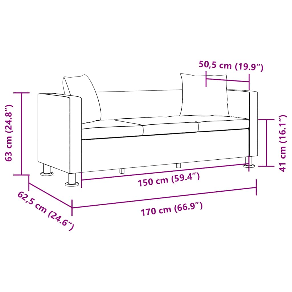 Conjunto de sofás de 2 y 3 plazas y sillón de cuero artificial negro