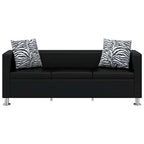 Conjunto de sofás de 2 y 3 plazas y sillón de cuero artificial negro