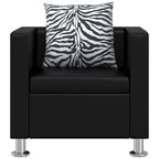 Conjunto de sofás de 2 y 3 plazas y sillón de cuero artificial negro