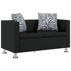 Conjunto de sofás de 2 y 3 plazas y sillón de cuero artificial negro