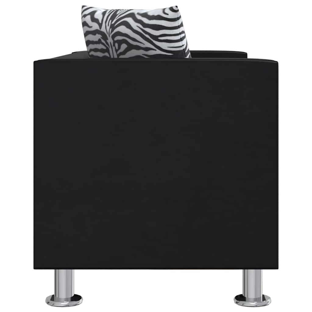 Conjunto de sofás de 2 y 3 plazas y sillón de cuero artificial negro
