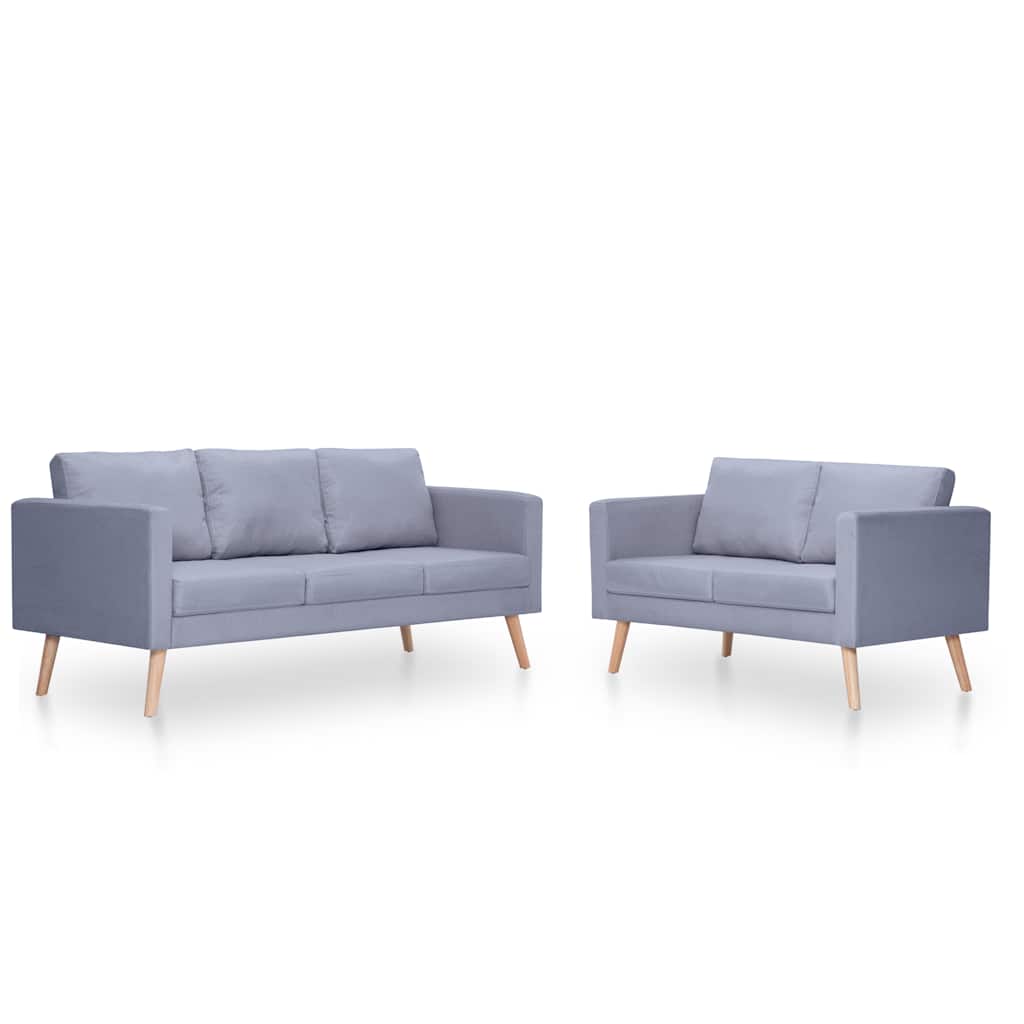 Set de sofás de 2 y 3 plazas de tela gris claro