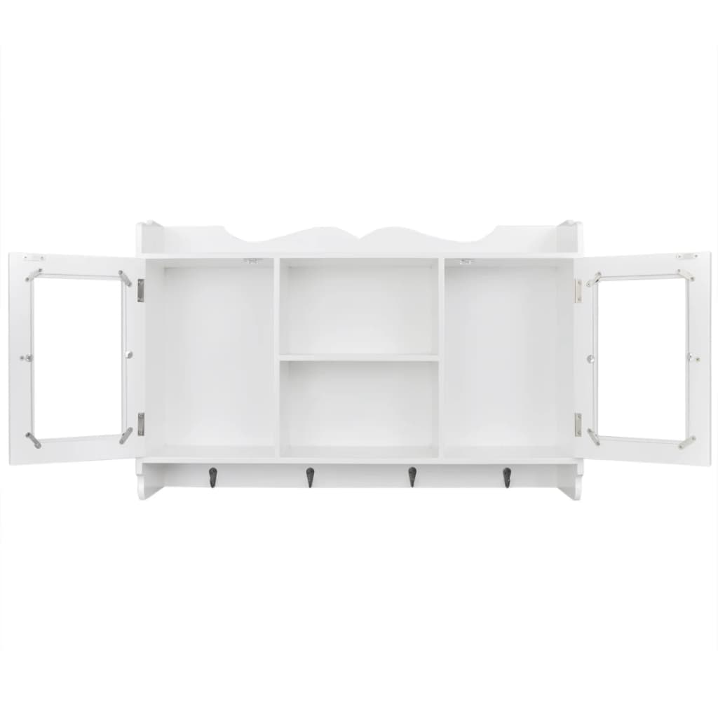 Armario de pared estante expositor vidrio MDF blanco libros/DVD