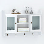 Armario de pared estante expositor vidrio MDF blanco libros/DVD