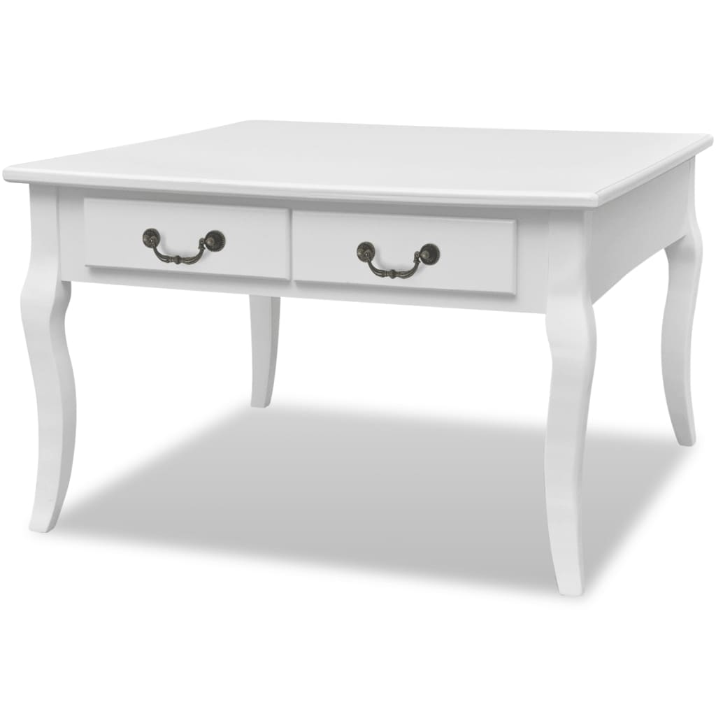 Mesa de centro con 4 cajones blanco