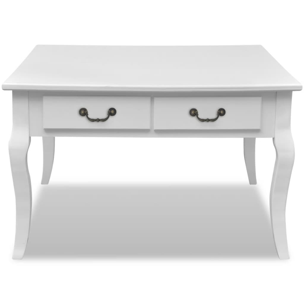 Mesa de centro con 4 cajones blanco