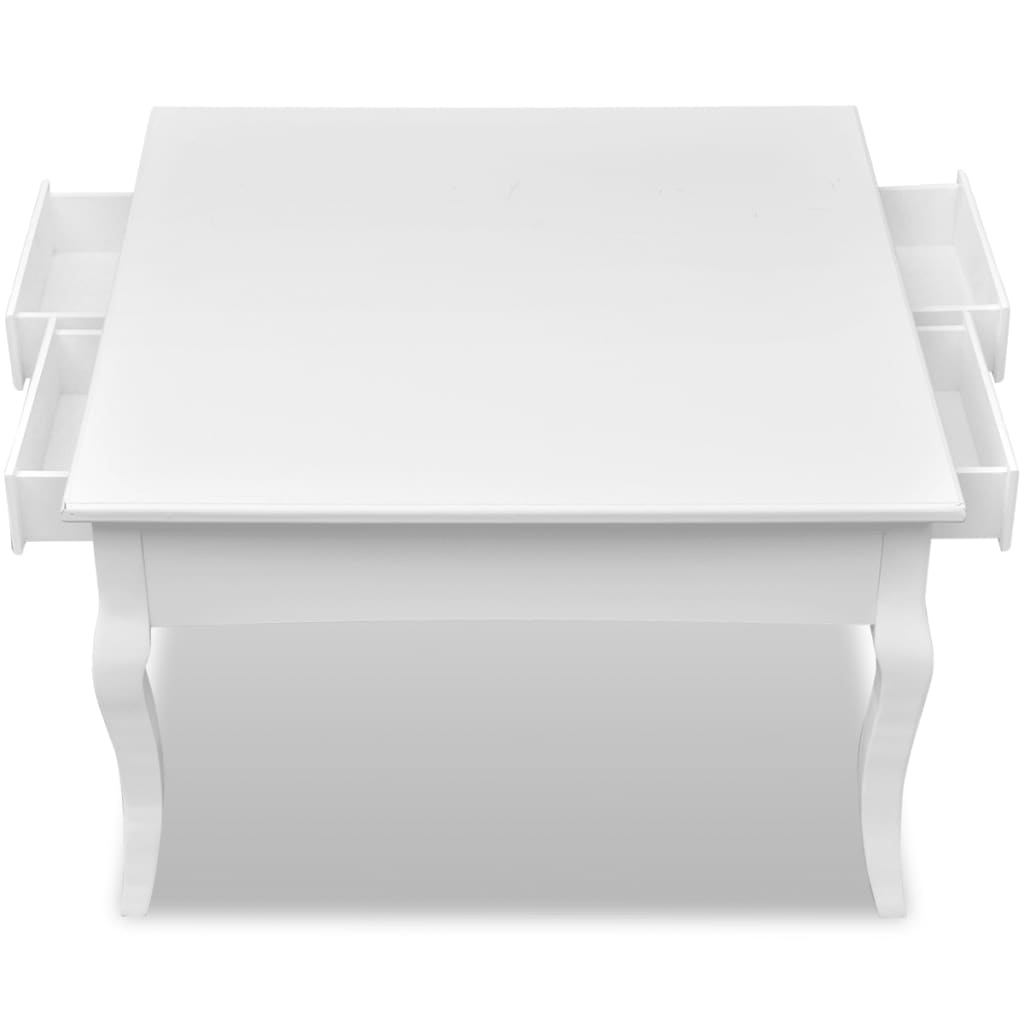 Mesa de centro con 4 cajones blanco