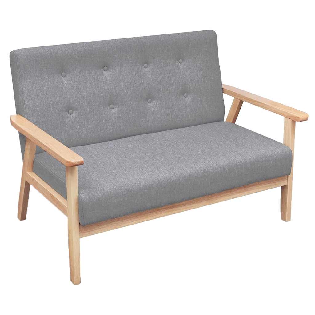 Conjunto de sofás 2 piezas tela gris claro