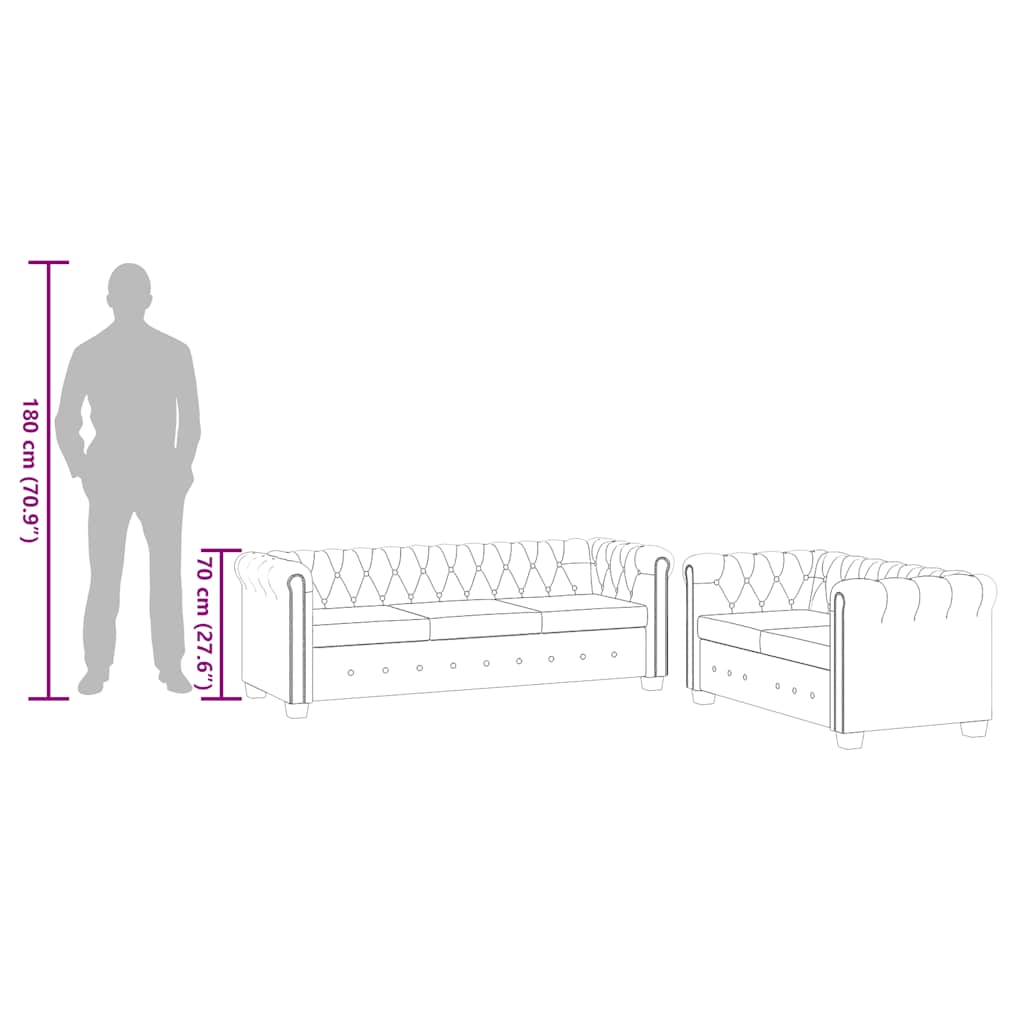 Sofás Chesterfield de 2 y 3 plazas cuero sintético blanco