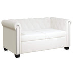 Sofás Chesterfield de 2 y 3 plazas cuero sintético blanco