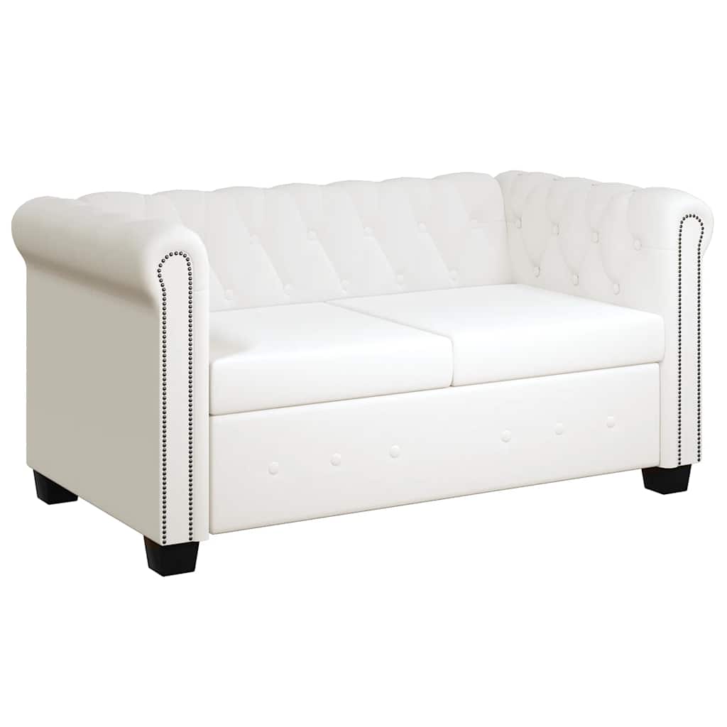 Sofás Chesterfield de 2 y 3 plazas cuero sintético blanco