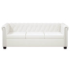 Sofás Chesterfield de 2 y 3 plazas cuero sintético blanco