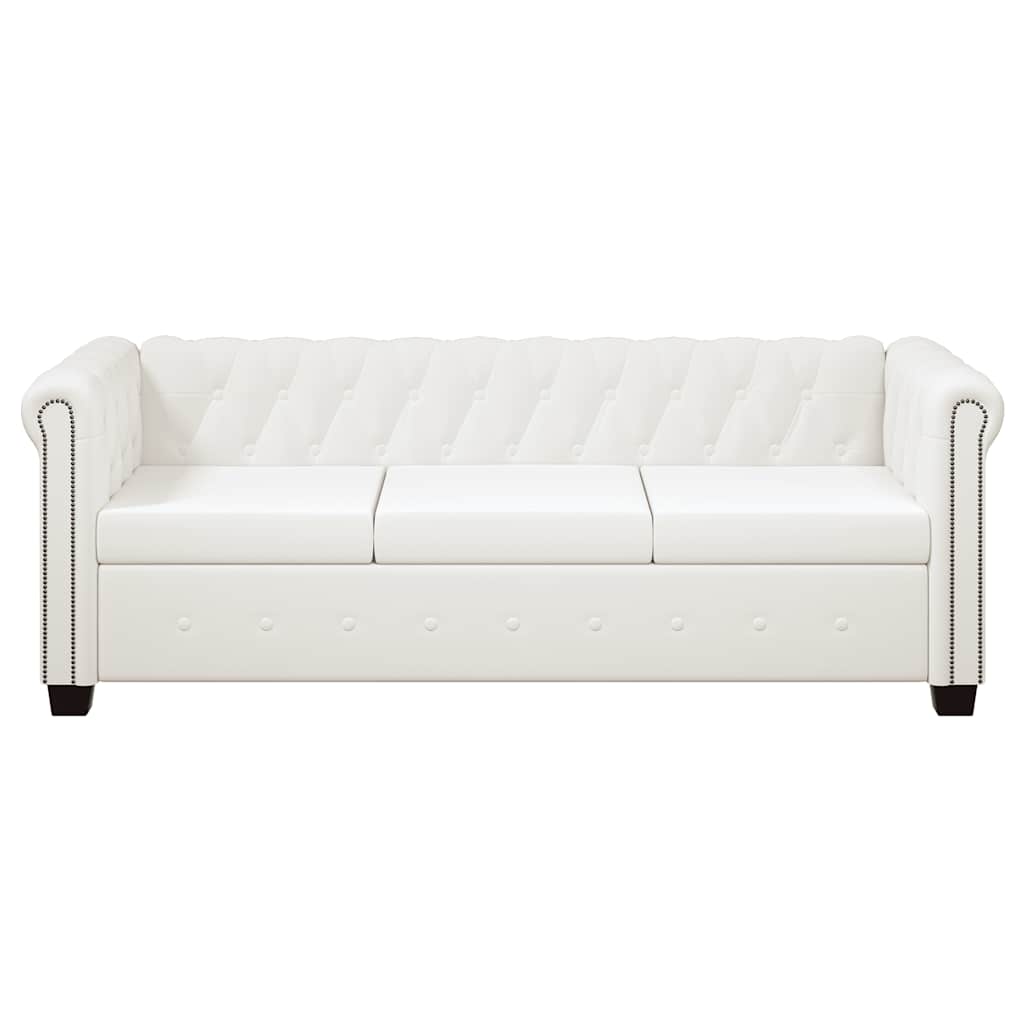 Sofás Chesterfield de 2 y 3 plazas cuero sintético blanco