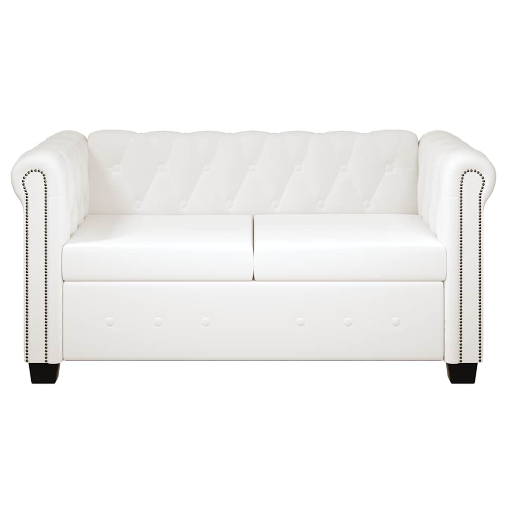Sofás Chesterfield de 2 y 3 plazas cuero sintético blanco