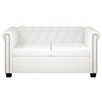 Sofás Chesterfield de 2 y 3 plazas cuero sintético blanco