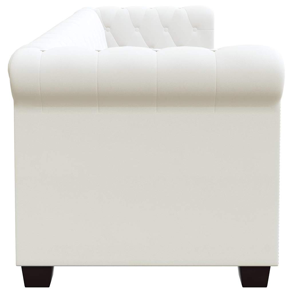 Sofás Chesterfield de 2 y 3 plazas cuero sintético blanco